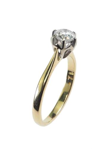 ** SOLD ** Dated 1970 - Vintage 18 ct. Gold & Platinum Engagement ring with Diamond Solitaire, Birmingham - Image 3