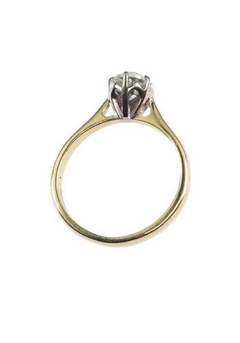 ** SOLD ** Dated 1970 - Vintage 18 ct. Gold & Platinum Engagement ring with Diamond Solitaire, Birmingham - Image 4