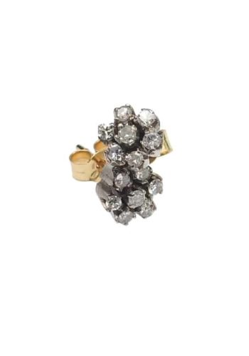 Ca. 1960 - Vintage 18 ct. Gold & Platinum Earrings, with a Diamonds cluster each side - Image 3