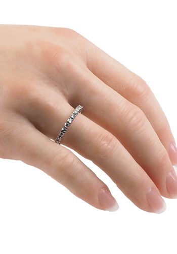 Ca. 1960 - Vintage 18 ct. White-gold Eternity ring / Engagement ring, with Diamonds - Image 5