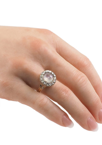 Ca. 1900 - French Art nouveau Moonstone ring with Diamonds, Jugendstil Daisy - Image 5