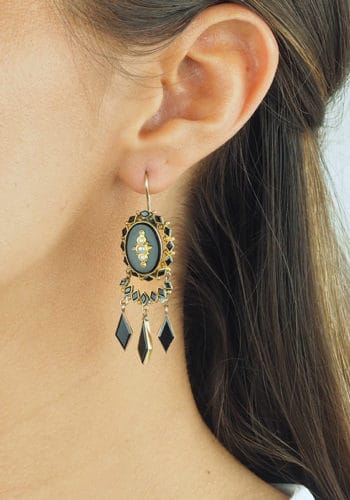 Ca. 1880 - 14 ct. Gold Set Brooch & Earrings USA - Image 3