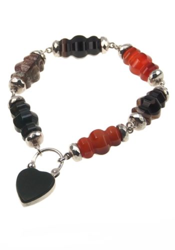 Ca. 1860 - Sterling Silver Bracelet with different-coloured Agates, Scottish Pebbles jewellery - Image 3