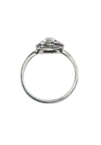 ** SOLD ** Ca. 1920 - French Art déco 18 ct. Gold Engagement ring, with 21 Diamonds - Image 4