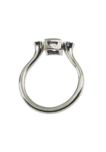 Ca. 1970 - 18 ct. White-gold Ring / Engagement ring with three Brilliants, Vintage - Image 4