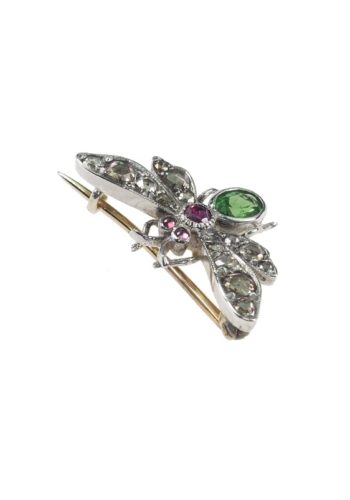 ** SOLD ** Ca. 1900 - Silver; Platinum Brooch Motif "Fly" of Victorian England, incl. Original box - Image 4