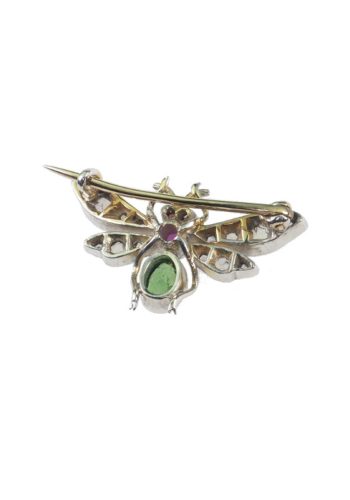 ** SOLD ** Ca. 1900 - Silver; Platinum Brooch Motif "Fly" of Victorian England, incl. Original box - Image 5