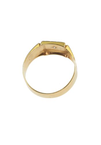 ** SOLD ** Dated 1934 - Man's ring made of 9 ct. Yellow-gold, with one Diamond in Gypsy-Setting - Image 3