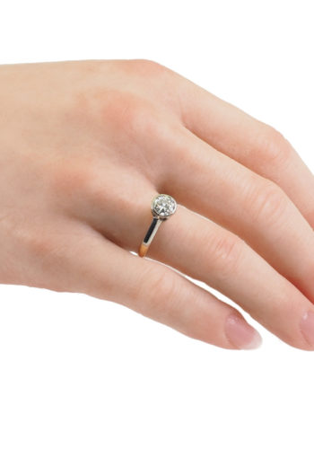 Ca. 1950 - Vintage English 18 ct. Gold & Platinum Ring / Engagement ring, with Diamond Solitaire - Image 5