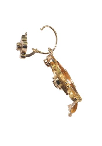 Ca. 1865 - Jewellery set of Pendant/Brooch and "Night+Day" Earrings, French - Image 6