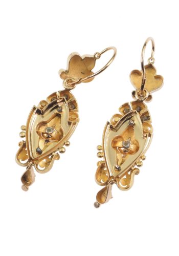 Ca. 1865 - Jewellery set of Pendant/Brooch and "Night+Day" Earrings, French - Image 8