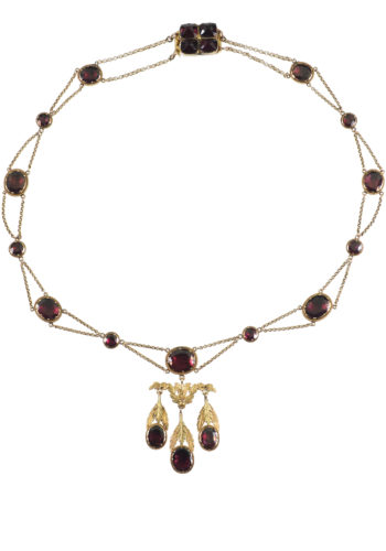 Ca. 1810 - French 18 Carat Gold Necklace, with closed setted Garnets - Image 3