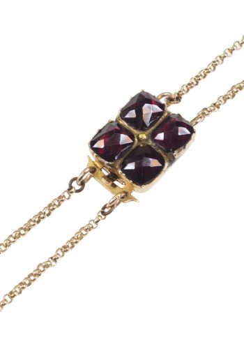 Ca. 1810 - French 18 Carat Gold Necklace, with closed setted Garnets - Image 6