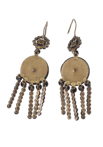 Ca. 1850 - Cut Steel Earrings with Vauxhall-Glass, from Victorian England - Image 4