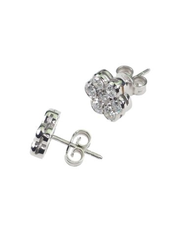 Ca. 1960 - Vintage 18 ct. Gold Earrings with Diamonds cluster, from England - Image 4