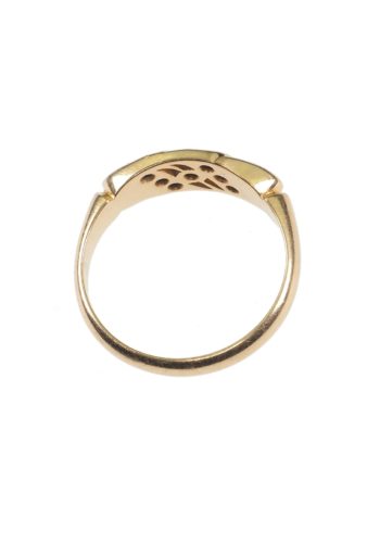 ** SOLD ** Dated 1906 - 18 ct. Gold ring with six Peridots & one Diamond - Image 4