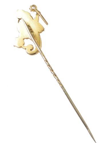** SOLD ** Ca. 1910 - Tie pin made of 15 Carat Yellow-gold "Mermaid" - Image 3