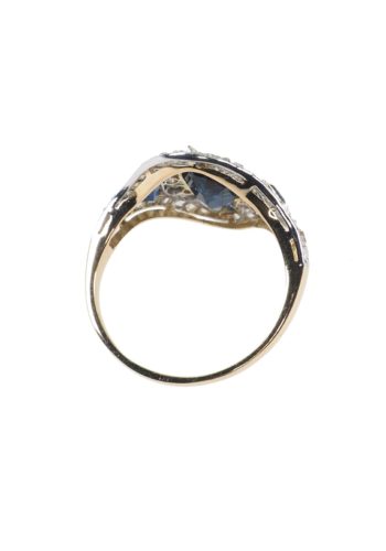 Ca. 1920 - Art déco Ring made of 18 Carat Gold & Platinum, with Sapphires and Diamonds - Image 4