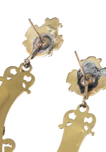 Ca. 1870 - Victorian 15 ct. Gold Earrings with Turquoises, England - Image 6