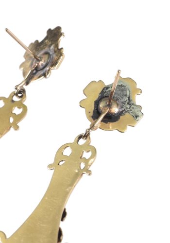 Ca. 1870 - Victorian 15 ct. Gold Earrings with Turquoises, England - Image 7