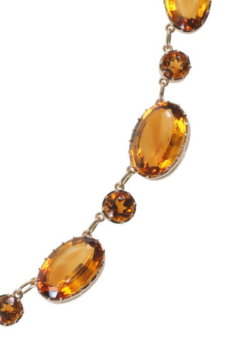 ** SOLD ** Ca. 1890 - Late Victorian Gold Necklace with 27 Citrines - Image 3