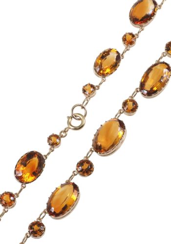 ** SOLD ** Ca. 1890 - Late Victorian Gold Necklace with 27 Citrines - Image 5