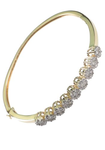 ** SOLD ** Ca. 1960 - 14 Carat Gold bangle with Diamonds, Vintage German - Image 3