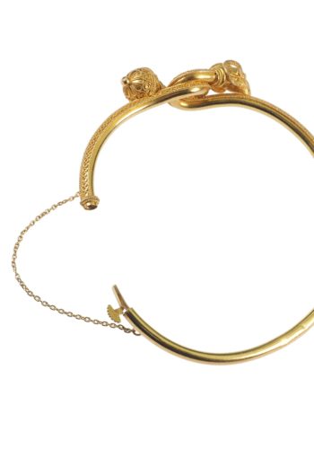 ** SOLD ** Ca. 1870 - Etruscan Revival Goldbangle from France "Ram head" - Image 6