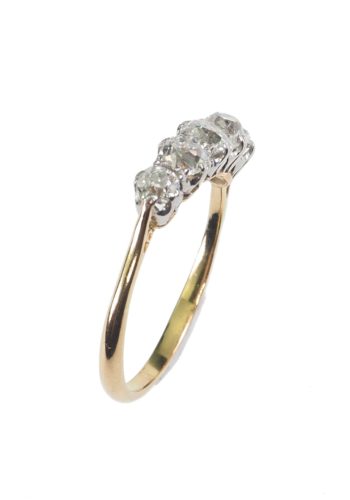 ** SOLD ** Ca. 1930 - Art déco Five-Stones Engagement Ring with five old-cut Brilliants - Image 3