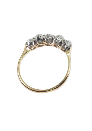 ** SOLD ** Ca. 1930 - Art déco Five-Stones Engagement Ring with five old-cut Brilliants - Image 4