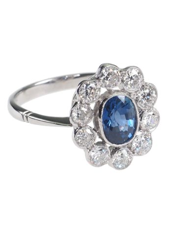 Ca. 1950 - Platinum Sapphirering incl. Jewelry appraisal! - Image 4