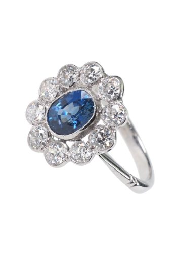 Ca. 1950 - Platinum Sapphirering incl. Jewelry appraisal! - Image 3