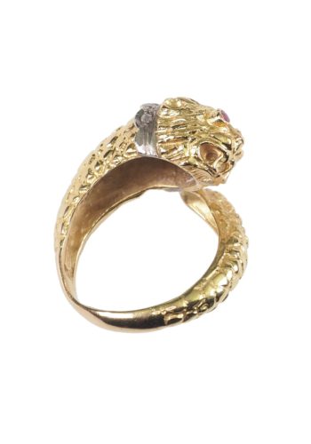 ** SOLD ** Ca. 1980 - 18 Carat Goldring "Lion" signed by Ilias Lalaounis / Greece - Image 4