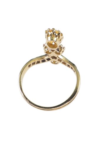** SOLD ** Ca. 1900 - French Art nouveau Ring with yellow Sapphire & Diamonds - Image 4