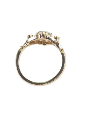 ** SOLD ** Dated 1965 - Opalring with four Diamonds / Vintage English Engagement ring - Image 4