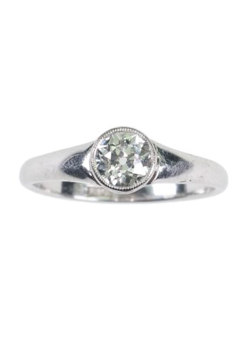 Ca. 1950 - Brilliant Solitaire Vintage Engagement ring from England, White-goldring - Image 3