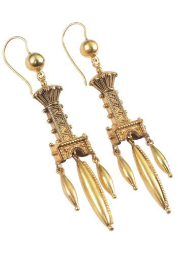 ** SOLD ** Ca. 1860 - Etruscan Revival Goldearrings from Victorian England - Image 3