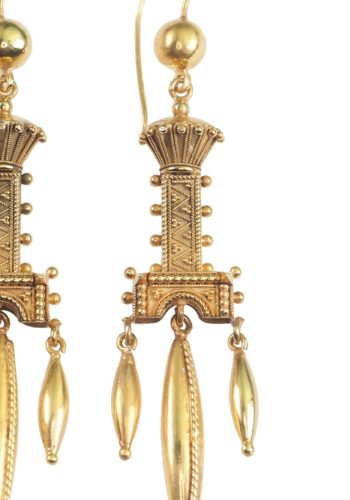 ** SOLD ** Ca. 1860 - Etruscan Revival Goldearrings from Victorian England - Image 4