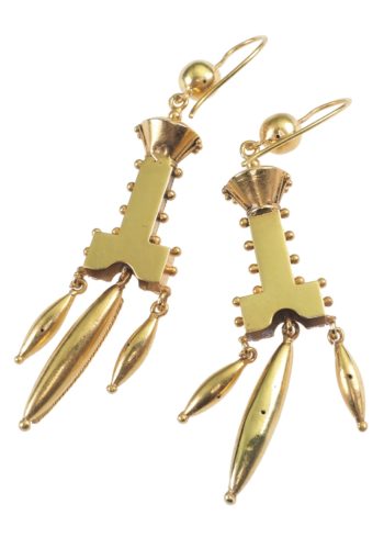 ** SOLD ** Ca. 1860 - Etruscan Revival Goldearrings from Victorian England - Image 5