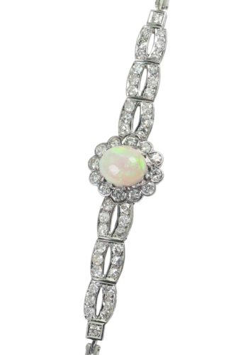 Ca. 1920 - Art déco Opal Bracelet made of 18 Carat Gold, with 50 Diamonds - Image 3