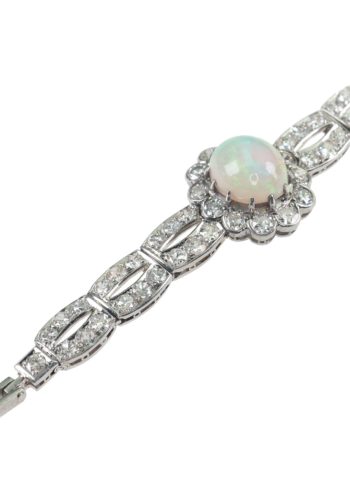 Ca. 1920 - Art déco Opal Bracelet made of 18 Carat Gold, with 50 Diamonds - Image 4