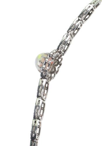 Ca. 1920 - Art déco Opal Bracelet made of 18 Carat Gold, with 50 Diamonds - Image 6