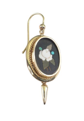 Ca. 1850 - Pietra Dura / 15 Carat Yellow-gold Earrings - Image 3