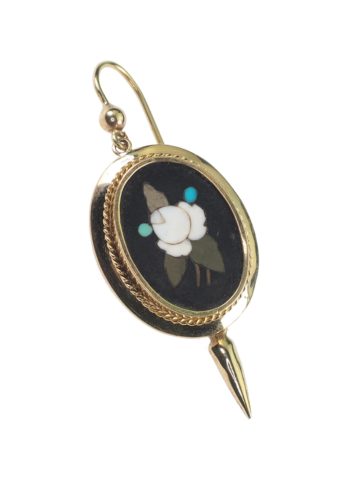 Ca. 1850 - Pietra Dura / 15 Carat Yellow-gold Earrings - Image 4