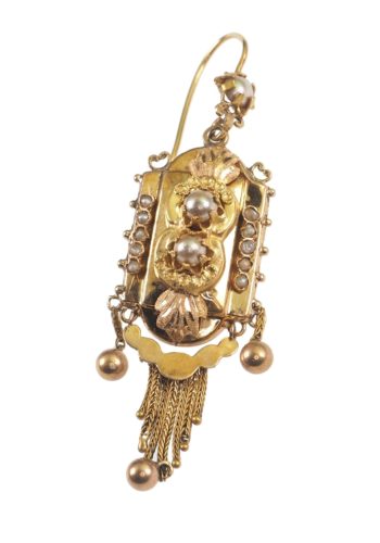 Ca. 1880 - French Goldearrings with Natural pearls - Image 3