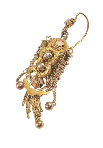 Ca. 1880 - French Goldearrings with Natural pearls - Image 4