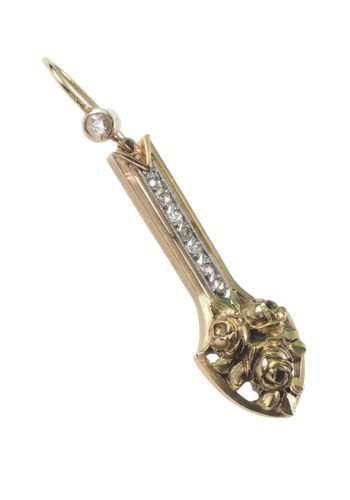 Ca. 1900 - French Goldearrings with Diamonds - Image 4