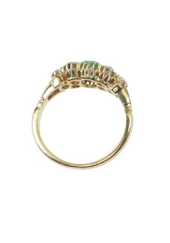 ** SOLD ** Ca. 1910 - English Emeraldring / Engagement ring with 6 Brilliants - Image 4
