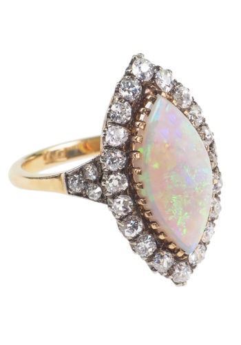 ** SOLD ** Ca. 1890 - 18 ct. Gold Ring with Opal & Diamonds Victorian - Image 3
