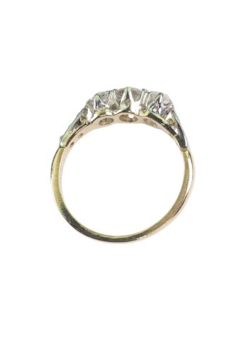 ** SOLD ** Ca. 1910 - English Diamondsring made of 18 ct. Gold & Platinum, Engagement ring - Image 3
